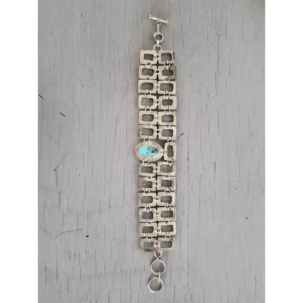 Vintage Chunky Heavy Silver-plated Crystal and AB Bracelet